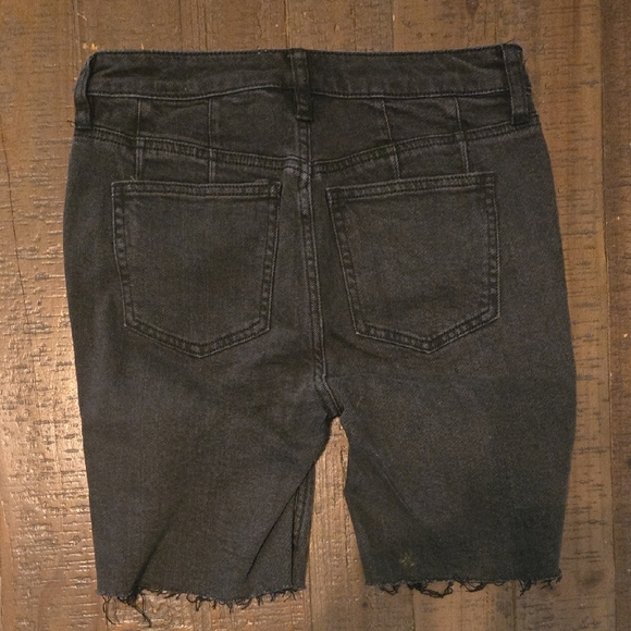 Free People Black Denim Shorts Jorts Grunge Distressed Y2k 90s - Picture 2 of 3